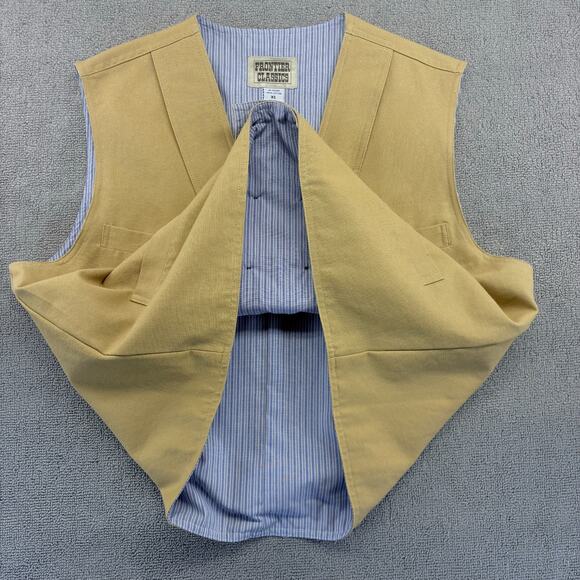 Frontier Classics Double-Breasted Vest Men's XL Tan Lined Canvas Eight Button - Picture 3 of 9